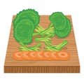 broccoli and carrot on chopping board. Vector illustration decorative design