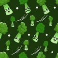 broccoli cartoon family seamless pattern Royalty Free Stock Photo