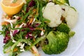Broccoli, cauliflower and salad