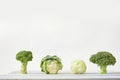 Broccoli and cauliflower white background Royalty Free Stock Photo