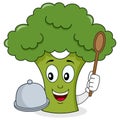 Broccoli Character with Tray and Spoon Royalty Free Stock Photo