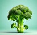 Broccoli in Detailed 3D Render Against Solid Background