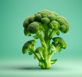 Broccoli in Detailed 3D Render Against Solid Background