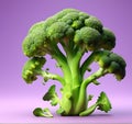 Broccoli in Detailed 3D Render Against Solid Background