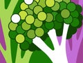 Broccoli floret design with abstract stalks in background