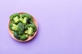broccoli of fresh green broccoli in bowl over coloredbackground. , close up. Fresh vegetable Royalty Free Stock Photo
