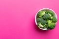 broccoli of fresh green broccoli in bowl over coloredbackground. , close up. Fresh vegetable Royalty Free Stock Photo