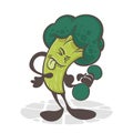 Broccoli. Funny vegetables. Cute cartoon character. Vector illustration isolated on white background Royalty Free Stock Photo