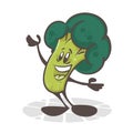 Broccoli. Funny vegetables. Cute cartoon character. Vector illustration isolated on white background Royalty Free Stock Photo