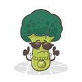 Broccoli. Funny vegetables. Cute cartoon character. Vector illustration isolated on white background Royalty Free Stock Photo