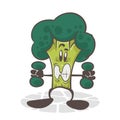 Broccoli. Funny vegetables. Cute cartoon character. Vector illustration isolated on white background Royalty Free Stock Photo