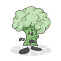 Broccoli. Funny vegetables. Cute cartoon character. Vector illustration isolated on white background Royalty Free Stock Photo