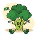 Broccoli groovy cartoon Vegetable cute kawaii Vector Royalty Free Stock Photo