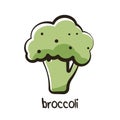 Broccoli icon in cartoon style. Fresh green cauliflower piuctogram. Healthy food concept. Vector illustration isolated