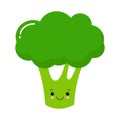 Broccoli icon. Green color. Vegetable collection. Fresh farm healthy food. Smiling face. Cute cartoon character