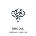 broccoli icon vector from gastronomy collection collection. Thin line broccoli outline icon vector illustration