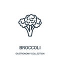 broccoli icon vector from gastronomy collection collection. Thin line broccoli outline icon vector illustration