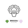 Broccoli icon Vegetables logo. Thin line art design