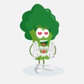 Broccoli mascot and background in love pose