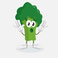 Broccoli mascot and background surprise pose