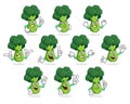 Broccoli mascot vector pack, broccoli character set, vector