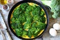 Omelet with broccoli and eggs. Royalty Free Stock Photo