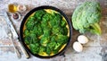 Omelet with broccoli and eggs. Royalty Free Stock Photo