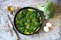 Omelet with broccoli and eggs. Royalty Free Stock Photo