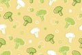 Cute Seamless Pattern with Broccoli. Broccoli in the style of an Outline. For your paper, fabric, packaging design.