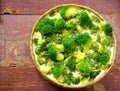 Broccoli quiche, tart with cheese and cream