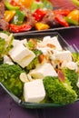 Broccoli salad with feta and flaked almonds Royalty Free Stock Photo