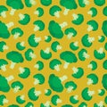 Broccoli seamless repeat pattern on yellow mustard background