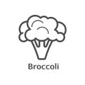 Broccoli thin line vector icon. Isolated cauliflower vegetable linear style for menu, label, logo. Simple vegetarian food sign