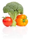 Broccoli, tomato and Yellow Bell Pepper isolated Royalty Free Stock Photo