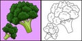 Broccoli Vegetable Coloring Page Illustration