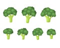 Broccoli Vegetable Icon Set on White Background. Vector