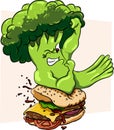 Broccoli vs burger, healthy food fast , competition.