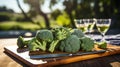 Broccoli and Wine: A Garden Table Delight