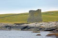Broch of Mousa; which is a preserved Iron Age round tower on the rocky coastline. Shetland, Scotland. Royalty Free Stock Photo