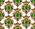 Broche Crown Seamless Pattern White Backgrounds Gemstones