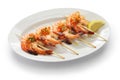 Brochetas de gambas, spanish grilled shrimp skewers Royalty Free Stock Photo