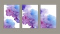 Brochure art abstract brush painted watercolor background vector set