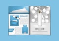 Brochure of blue and white skincare product with template for co