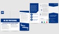 Brochure business trifold flyer template depp blue theme