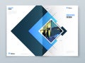 Brochure Cover Background Design. Blue Corporate Template Layout for Business Annual Report, Catalog, Magazine or Flyer Royalty Free Stock Photo