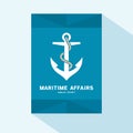 Brochure cover flat design with anchor icon