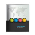 Brochure cover template. Simply black ang grey design with world map.