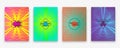 Brochure design with halftone wave lines and neon gradients