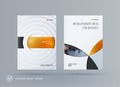 Brochure design paper-cut template. Colourful yellow grey creative abstract set, annual report with circles shadows for Royalty Free Stock Photo