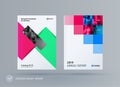 Brochure design rectangular template. Colourful modern abstract set, annual report with shapes for branding.